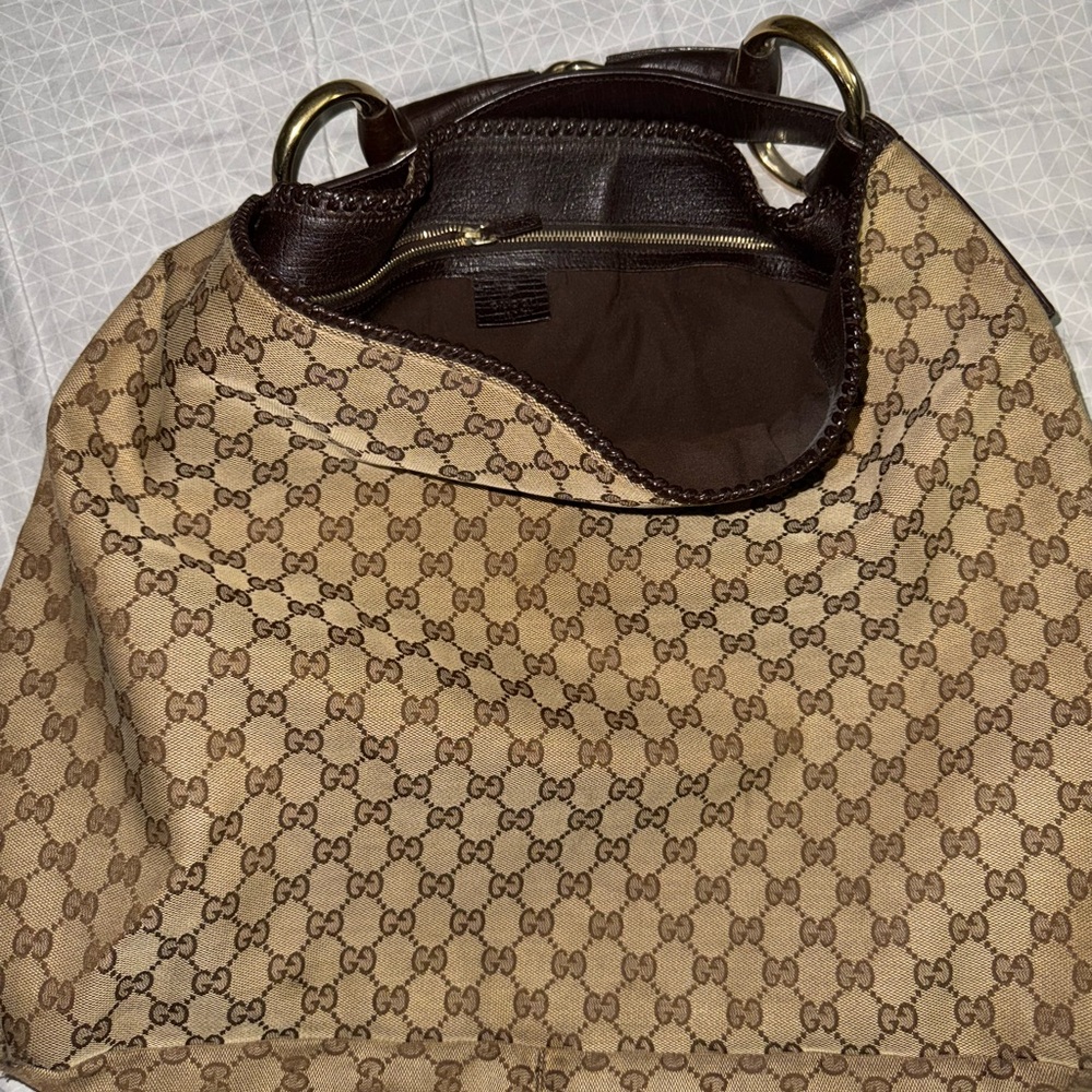 Authentic Gucci GG monogram Horsebit Hobo bag Large